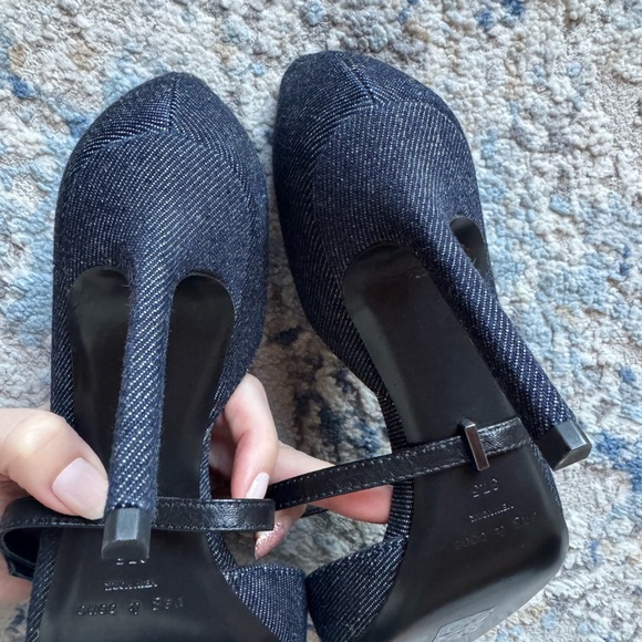 Rag & Bone Raw Denim D'Orsay Heels with Leather Strap. NEW - Picture 5 of 7